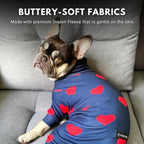 Spark Paws Dog Pajama, Dog Recovery Suit Male, Onesie, Ultra-Soft and 4-Way Stretch, for Small Medium and Large Breeds - Hearts - 5XL