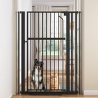 Extra Tall Cat Gate, 55.1" Heavy Duty Pet Gate for Large Cats & Dogs, Adjustable 29.9-37.4" Wide, Auto Close, No Drilling Pressure Mount, Easy Walk Through for Doorways Hallways Kitchen, Black