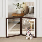 LZRS Clear Dog Gate for Indoor Use - Transparent Pet Fence with Solid Hardwood and Plastic Board, Stylish & Durable freestanding Pet Gate for Doorways, Stairs and Hallways-2 Panel Brown