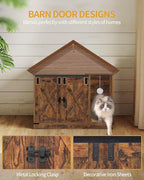 Hzuaneri Cat Litter Box Enclosure, Hidden Litter Box Cabinet Furniture | Indoor Cat House with Bell, Farmhouse Style, 31.5 x 19.7 x 20.9 Inches, for Hallway, Bedroom, Rustic Brown and Black CB82401X
