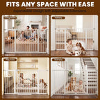 Mumeasy 36-58" Extra Wide Baby Gate for Stairs, 30" Tall Walk Through Dog Gate for Doorways & Hallways, Auto Close Pressure Mounted Safety Gate for Toddlers & Pets, Dual Swing Child Gate Indoor, White