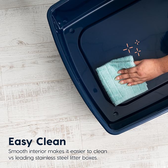 IRIS USA XX-Large Side Entry Cat Litter Box, Navy | Multi-Cat Use, Extended Length Design, Extra Room Interior, Jumbo Capacity Pan, Comfortable Space, Multiple Cat Ready