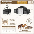 Top and 2 Sides Expandable Cat Carrier 18x13.5x9.5, TSA Airline Approved Dog Carriers for Small Dogs, Soft-Sided Pet Carrier with Self-Locking Zippers for Kitten,Rabbit, Puppy, Guinea Pig Black