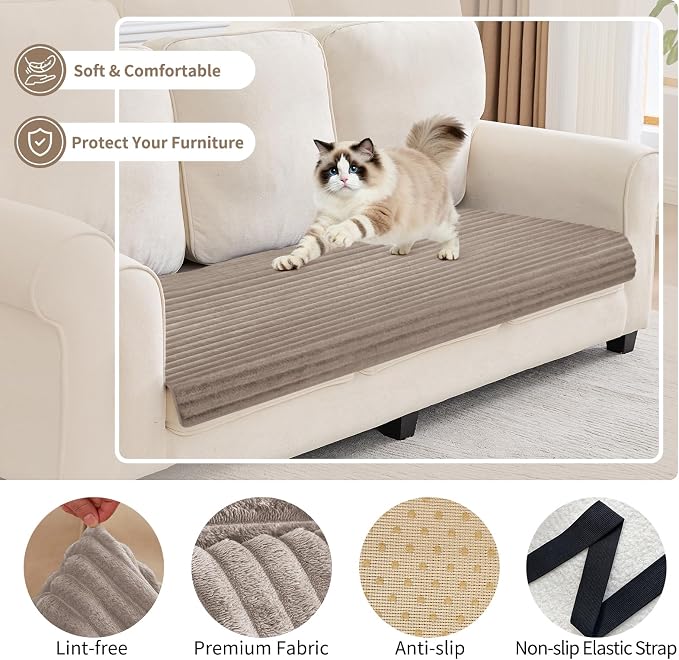 100% Waterproof Couch Covers for Dogs, 35"×82" Washable Couch Cover, Non Slip Sectional Couch Covers for 3 Cushion Sofa Cover Pet Friendly, Cat and Dog Couch Bed Cover- Khaki