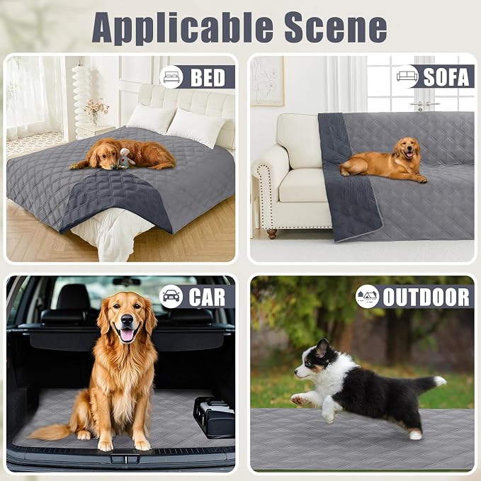 Smiry Waterproof Dog Bed Cover, Reversible Pet Blanket for Sofa Couch | Soft Washable Dog Blanket, Leakproof Couch Cover for Dogs Cats & Furniture Protection, 40x50, Grey/Dark Grey