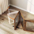 HOOBRO Indoor Dog Gate with Support Feet, 24 Inch 4 Panels, Freestanding Pet Gate for Doorway, Stairs, Folding Dog Fence, 360° Hinge for Easy Access, Sturdy Iron Pipe, Rustic Brown BF54PP03