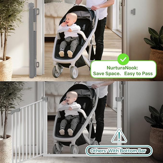 236 Inch Extra Wide Retractable Baby Gate,Mesh Baby Gate or Mesh Dog Gate,34" Tall,Child Safety Gate for Doorways, Stairs, Hallways, Indoor or Outdoor (Gray, 236''Wide 41''Tall)