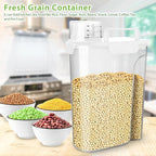 Viretec Rice Storage Container, 5 to 10lb Dry Food Airtight Dispenser, Pet Dog Cat Food Canister, BPA Free Clear Plastic Kitchen and Pantry Organization Bin for Oatmeal, Cereal, Pasta, Flour White