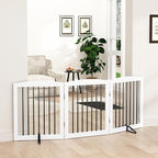 PUPETPO Freestanding Wooden Pet Gate for House, Foldable Indoor Dog Gate for Doorways, Stairs - 24" Height, 3 Panels, White