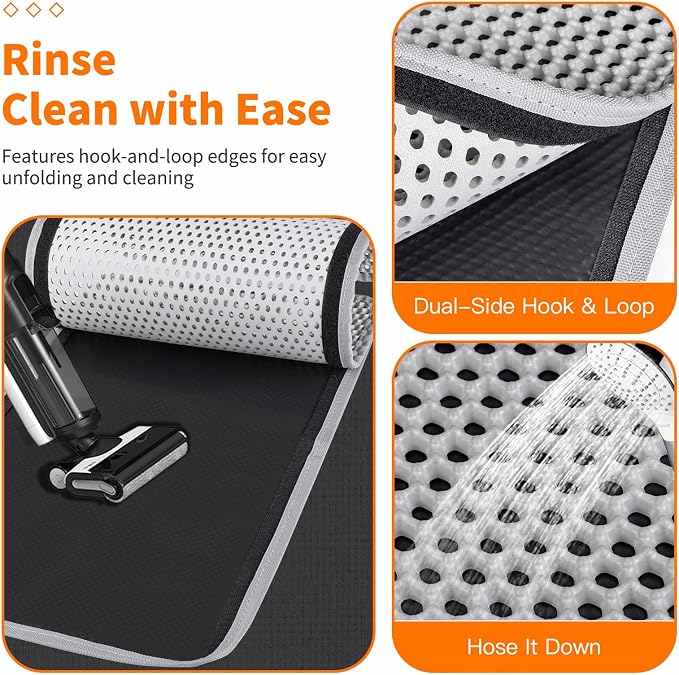 Large Cat Litter Box Mat for Cats, Double Layer Cat Litter Trapping Mats | Waterproof, Urine Proof, Non-Slip Litter Pad for Indoor Honeycomb Large Cat Litter Mat, Easy to Clean Grey (33.8'' x 23.6'')