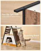 FourFurPets 72.4" Cat Tree, Modern Cat Tower for Indoor Cats, Multi-Level Cat Condo with Caves, Tall Cat Tree with Cat Scratching Board, Wooden Cat Tower with Large Perch, Removable Pads, Camel Brown
