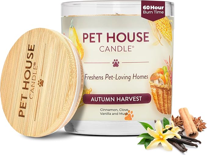 Pet House Fall Candles, Long Lasting, Clean Burning, Soy Wax Scented Candles for Pet Odor, Autumn Harvest