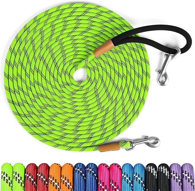 lynxking Long Dog Leash Reflective 15FT 30FT 50FT Check Cord Dog Training Leash Padded Handle Heavy Duty Puppy Rope for Small Medium Large Dog