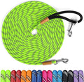 lynxking Long Dog Leash Reflective 15ft 30ft 50ft Check Cord Training Lead Padded Handle Heavy Duty Rope for Puppy Small Medium Large Dogs (Light Green, 30ft x 3/8inch)