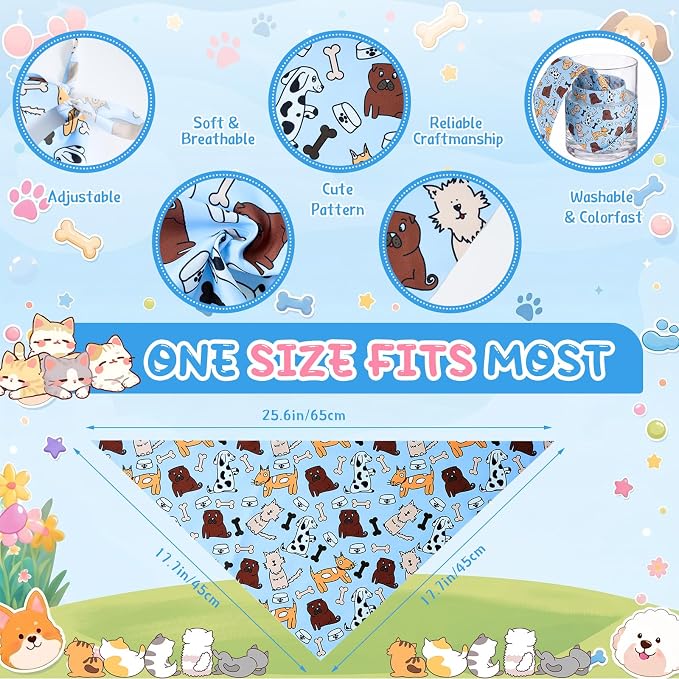 Sweetude 100 Pcs Dog Bandanas Bulk Dog Bandana Bibs Pet Bandanas with Captions Adjustable Cat Outfit Washable Triangle Scarf Kerchief for Small to Medium (Cute)