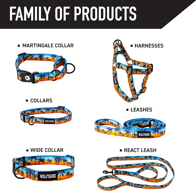 Wolfgang Heavy Duty Dog Leash, Pull-Tested to Over 800 lbs for Walking & Training, SunsetPalms Print, Large