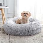 WESTERN HOME WH Calming Dog Bed & Cat Bed Washable Puppy Bed,24" Light Grey | Fluffy Faux Fur Round Cuddler,Anti-Anxiety,Anti-Slip Bottom,Self-Warming Pet Beds for Puppy&Small Dog&Large Cat,Up to 25 LBS