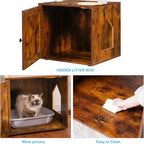 Hey-brother Cat Tree Tower, Litter Box Enclosure, Food Station, MPJ100SR | 47.24 Inches Wooden All-in-one Cat House, Large Hammock, Bed, Scratching Posts, Modern Style for Indoor Cats, Rustic Brown