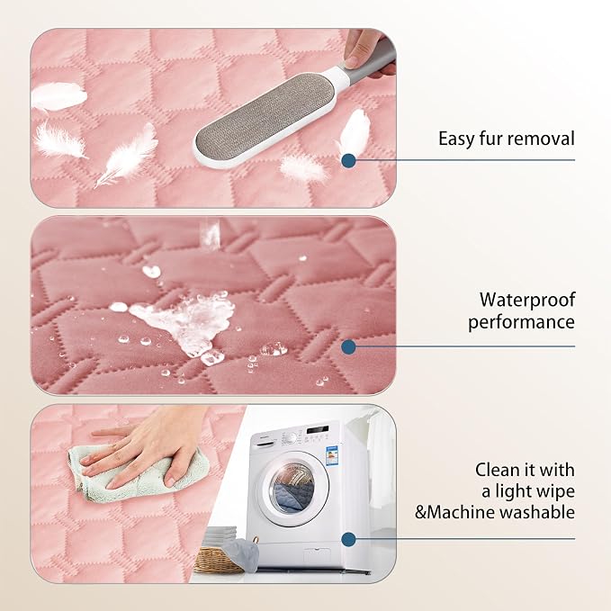 gogobunny 3X Stronger Waterproof Pet Blanket, Scratch Proof Furniture Protector for Dogs Cats, Reversible Cover 82x82 Inch, Dark Pink/Light Pink