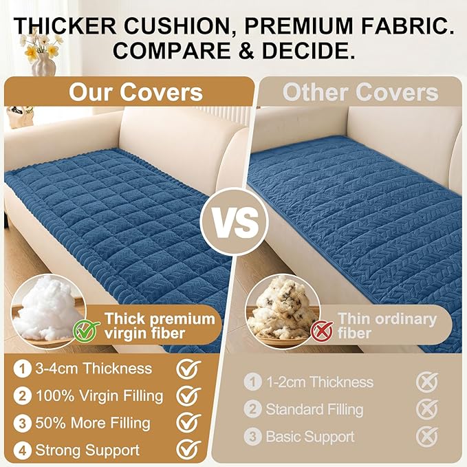 Smiry Couch Cover for Dogs, Non Slip Fuzzy Pet Sofa Covers Washable | Sofa Slipcovers for 3 Cushion Couch, Soft Thick Furniture Protector for Cats Dogs, Against Fur, Dirt, Scratch (27.6"x82.7")