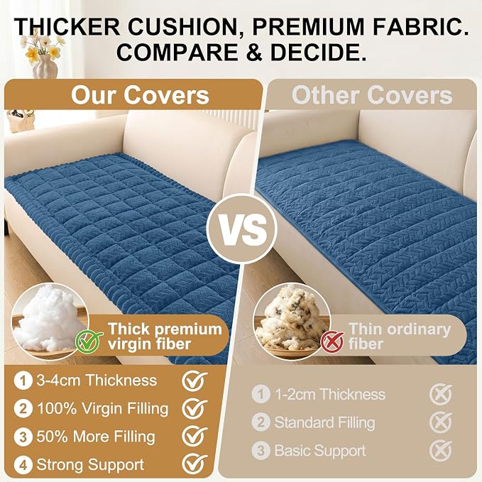 Smiry Couch Cover for Dogs, Non Slip Fuzzy Pet Sofa Covers Washable | Sofa Slipcovers for 3 Cushion Couch, Soft Thick Furniture Protector for Cats Dogs, Against Fur, Dirt, Scratch (27.6"x88")