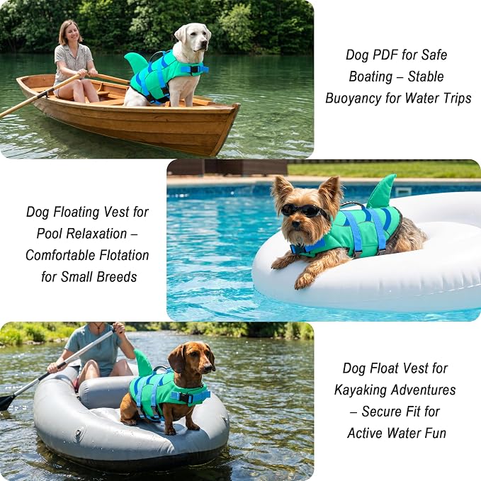 Fragralley Shark Dog Life Jacket, Easy to Put on Dog Life Vest for Swimming and Boating, Vibrant & Adjustable Dog Life Preservers for Small Medium Large Dogs, Suit to Swim, Fish, Beach, Surfing