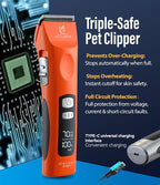 Professional Dog Grooming Clippers with 17H Runtime & Replaceable 440C Blade, 5-Speed Low Noise Electric Dog Shaver for Thick, Matted, Curly Hair, Cordless Clipper for Groomer & Home Use, Orange