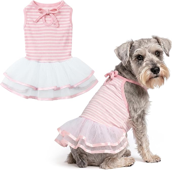 Parisian Pet Ballerina Dog Dress - Elegant Summer Clothes for Large Dogs Girl - Stylish Pink Dog Outfit - Lightweight and Soft Puppy Clothes - Formal Pet Apparel - Designer Dresses for Dogs