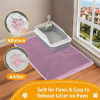 Cat Litter Mats,Cat Litter Box Mat 32"x22", 2 Layer Kitty Litter Mat,Llitterbox Mat,Waterproof Urine Proof, Clean Easily, Pink, Medium