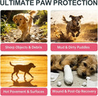 Disposable Dog Booties with 4 Rolls Bandages, Dog Paw Protectors for Hot Pavement, Dog Boots to Prevent Licking Paws & Recovery, Gentle Paw Covers 32 Pcs (Size L: Paw Width 2.57-3.15")