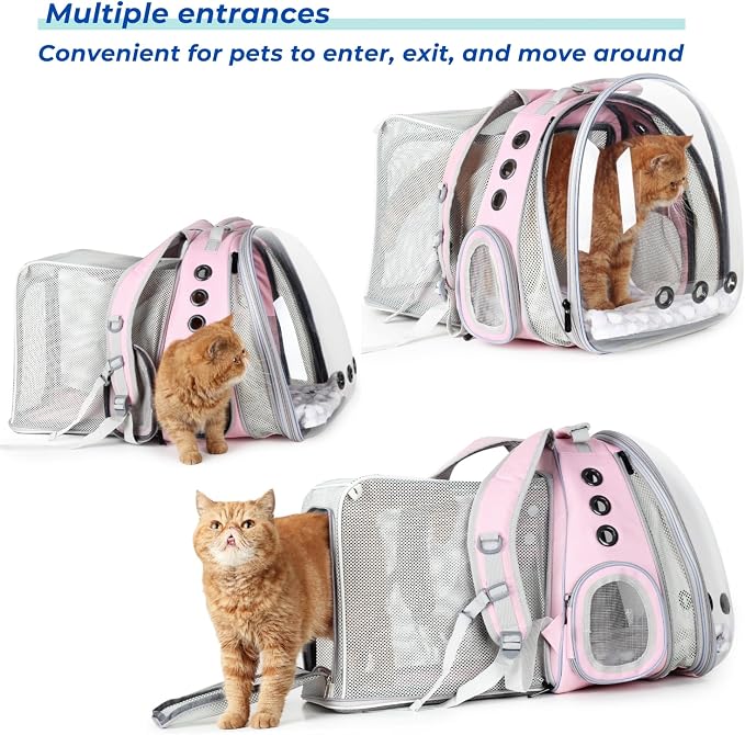 Lollimeow Expandable Cat Backpack Carrier for Large Cats & Small Dogs - Airline Approved Pet Bubble Backpack with Dual-Side Expansion, Perfect for Travel, Hiking & Outdoor Adventures, Up to 16lbs