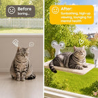 Aysoner Suction Cat Window Perch: 6 Suction Cups Sturdy Hold Up to 45lbs | 1-Second Stick on Glass & No-Drill - Heavy Duty Indoor Hammock Seat for Chunky Cats Safety to Sunbathe & View