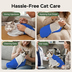 Cat Wrap for Cutting Nails, Self-Adhesive Cat Nail Clipping Restraint Bag, Anti-Scratch Cat Grooming Wrap Swaddle for Meds, SubQ Fluids, Ear Cleaning, Teeth Brushing & Vet Visits,Blue,L