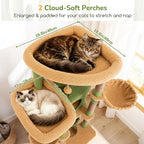 Globlazer Extra Large Heavy Duty Cactus Cat Tree, 80in Sturdy Cat Tree Tower for Multiple Indoor Cats Large Adult with Scratching Posts, 2 Spacious Condos with Padding, 2 Soft Perches, S80C, Green