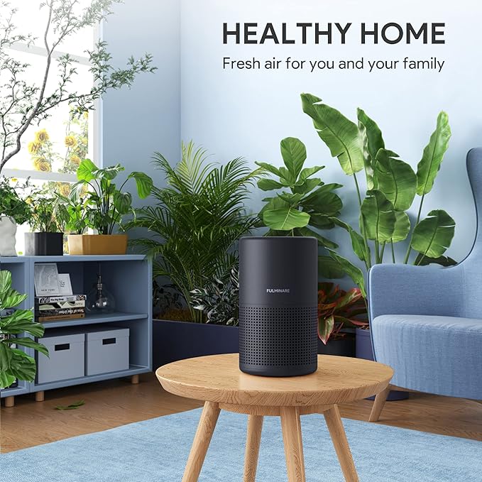 Air Purifiers for Bedroom, FULMINARE H13 True HEPA Filter（Black） | Remove Pet Hair, Smoke, Odors，Quiet Air Cleaner With Night Light, Portable Small Air Purifier for Home, Office, Living Room