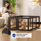 Clear Acrylic Dog Playpen Indoor, Puppy Cat Small Pet Play Pen, Pet Cat Playpen for Rabbits, Dog Fence Crate Kennel Whelping Cage (O Series, 24", Black, Door+Panel)