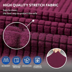 Stretch Couch Covers for Sofa, 3 Cushion Couch Slipcover,Wine | 1-Piece Washable Sofa Cover Pet Friendly(78"-94") Furniture Protector Soft Jacquard, Elastic Bottom for Dogs & Kids