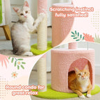 PAWZ Road Flower Cat Tree 32" Small Cat Tower with Curved Perch Bed | Colorful Cat Tower with Cozy Condo, Curved Perch,Toy Balls & Sisal Scratching Post,Small Cat Tower for Small Cats & kittens