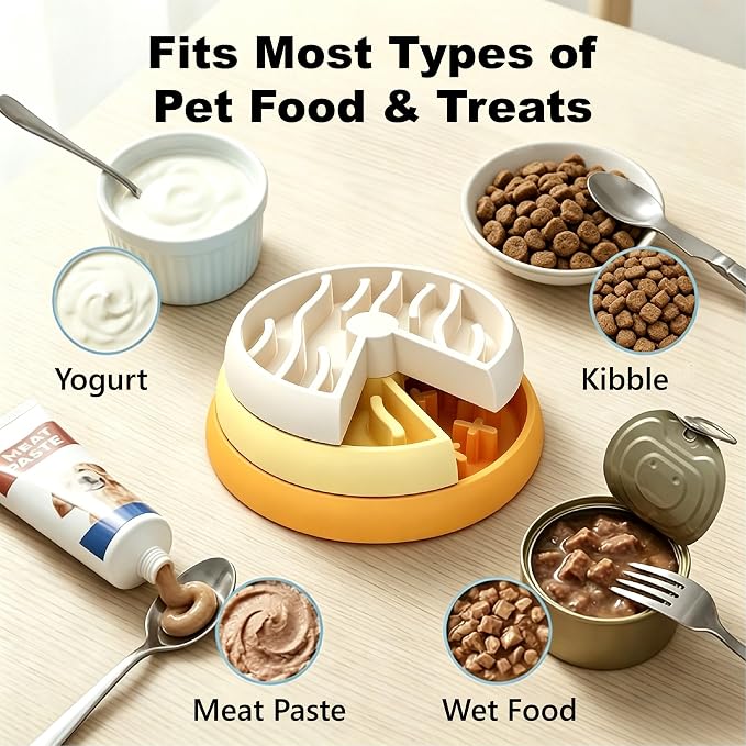 Raelynn Slow Feeder Dog Bowls, 3 Tiered Rotating Puzzle Bowl for Dogs | Interactive Puzzle Toy for Small/Medium Dogs and Cats, Thickened PP Material, Non-Slip Base Maze Feeder, Easy to Clean