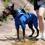 LOVELONGLONG Waterproof Dog Raincoat with Removable Hood – Outdoor Full Body Dog Jacket, Windproof Snowproof Shell Suit – All Season Pet Rain Gear Blue XXL