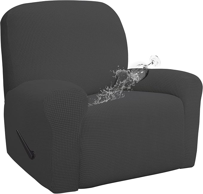 Easy-Going 100% Waterproof Recliner Chair Cover，1-Piece Recliner Slipcover | Dual Waterproof Couch Cover for Recliner，Leakproof Furniture Protector for Kids Pets Dog Cat Daily Stain, Dark Gray
