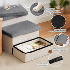 Love's cabin Dog Stairs for High Bed, Foldable Pet Stairs for Small Medium or Large Dogs Puppy with Storage for Bed or Couch, Cat Dog Steps Ramp with Zip up to 200 lbs, Grey, 3 Steps