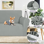 ZNSAYOTX Super Stretch Loveseat Covers (57"-70"), New Striped Love Seat Slipcover, Dogs Pet Friendly Anti-Slip Couch Protector Spandex Durable 2 Seater Fabric Sofa Cover(Light Grey, Loveseat)