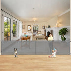 Reinforced 42" Extra Tall Retractable Baby Gate-Prevent Crawling Under, 200" Retractable Pet Gates for Wide Openings, 16ft Mesh Child Gates for Wide Openings, No Bottom Bar Indoor/Outdoor Baby gate