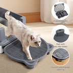 Litter Box Step Adjustable Cat Step with Filter Function,Dark Grey | Elevated Double Layer Litter Box Ramp for Kitten & Old Cats, Easy Cleaning Litter Box Step Stool for Automatic Cat Litter Box