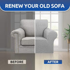 Stretch Chair Sofa Slipcover, Single Couch Cover,Silverr | 1-Piece Washable Sofa Cover,Pet Friendly (31"-55") Furniture Protector Soft Jacquard Elastic Bottom for Dogs & Kids