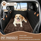 Dog Car Back Seat Bed Waterproof Non Slip Washable Pet Cover | Ultra-soft plush flannel pad soothes pet joint discomfort Vacuum compressed, heavy duty tear-resistant fabric(Brown)