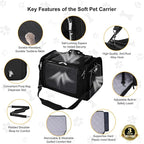 EliteField Deluxe Soft Pet Carrier for Cats and Dogs (3-Year Warranty) | Airline Approved, Waterproof Fabric, Scratch-Resistant Mesh, Expandable Mat, Built-In Leash, Suitcase Sleeve, Seat Belt Loops