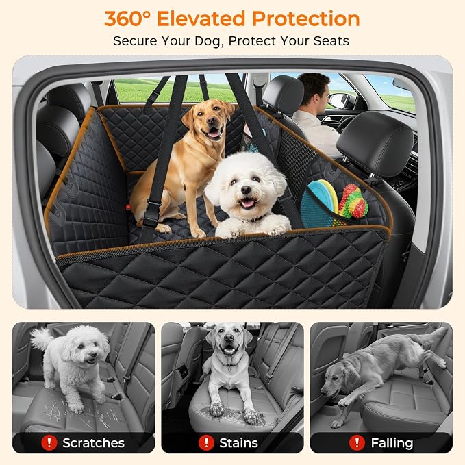 URPOWER Dog Back Seat Extender for Full-Size Crew Cab Trucks, Hard Bottom | Supports 550 lbs, Stable 3-Panel Hard Bottom, Added High-Density Foam for Comfort, Waterproof 900D Oxford, 45% More Space