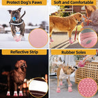 Dog Boots for Large Dogs, Medium Dog Boots & Paw Protectors for Hardwood Floors, Outdoor Dog Booties for Hot Pavement Winter Snow Hiking, Dog Shoes with Reflective Strips
